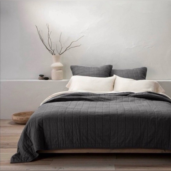 Casaluna Other - NEW Casaluna Heavyweight Linen Blend Queen Size Quilt Dark Gray Winter Cozy Warm